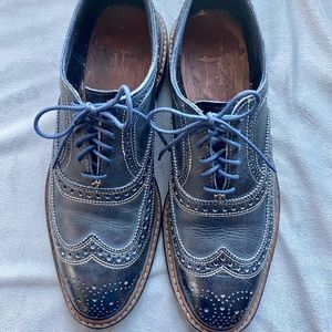 Allen Edmonds Blue Oxford Brogue leather lace up dress shoes size 9 1/2 D